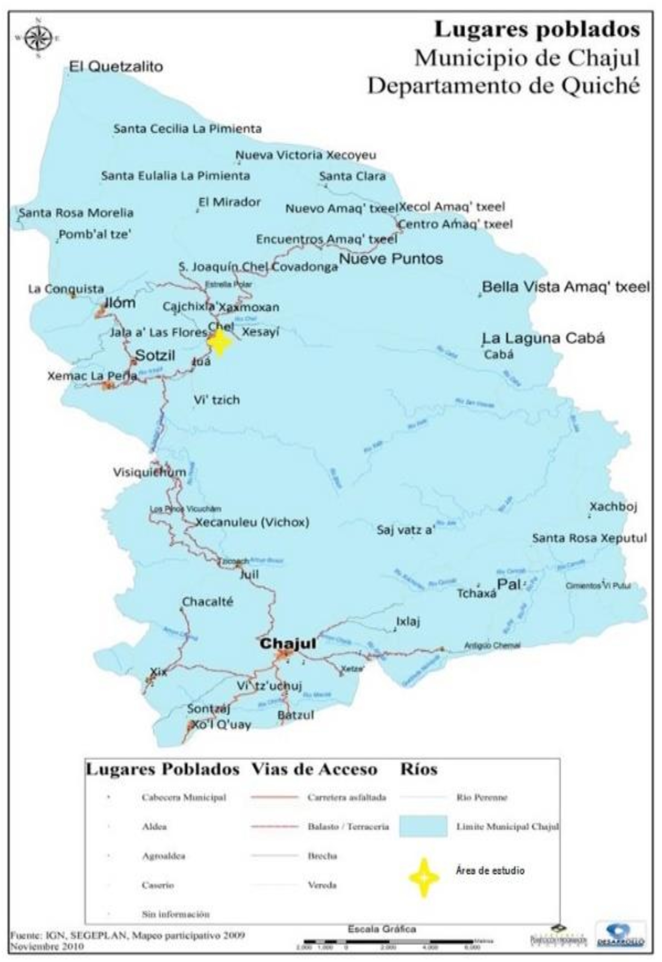 Localización geográfica de la Comunidad de Chel, municipio de Chajul,
Quiché. Guatemala