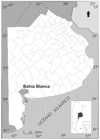Localización del partido de Bahía Blanca.