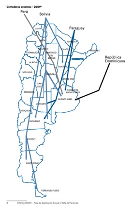 Rutas de trata desde el exterior hacia provincias de
Argentina