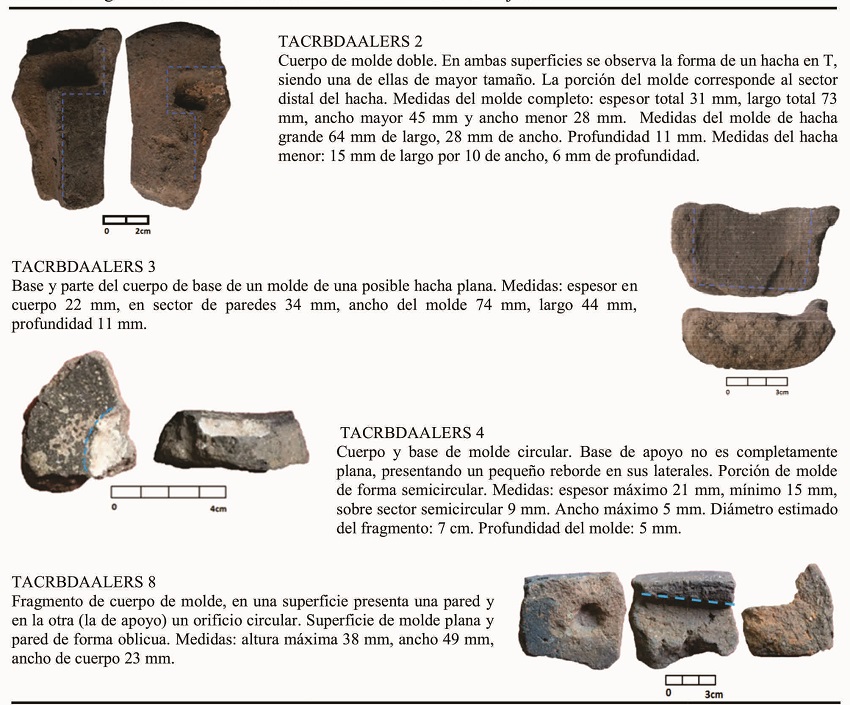 Fragmentos de moldes recolectados en Tacuil Recintos Bajos