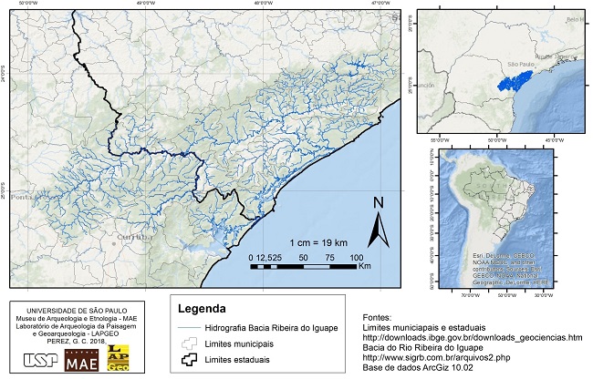 Localização da Bacia do Rio Ribeira de Iguape,
Estados de São Paulo e Paraná. Mapa: Glauco Constantino Perez.