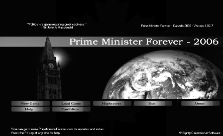 Portada del newsgame Prime Minister Forever