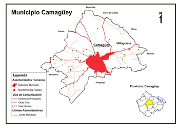 Figura 1.
Ubicación del municipio Camagüey en la provincia homónima