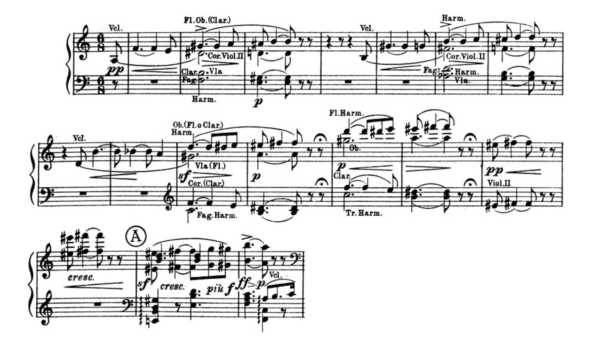 Fig. 6: Wagner: Tristão e Isolda, prelúdio, c. 1-17 (redução).