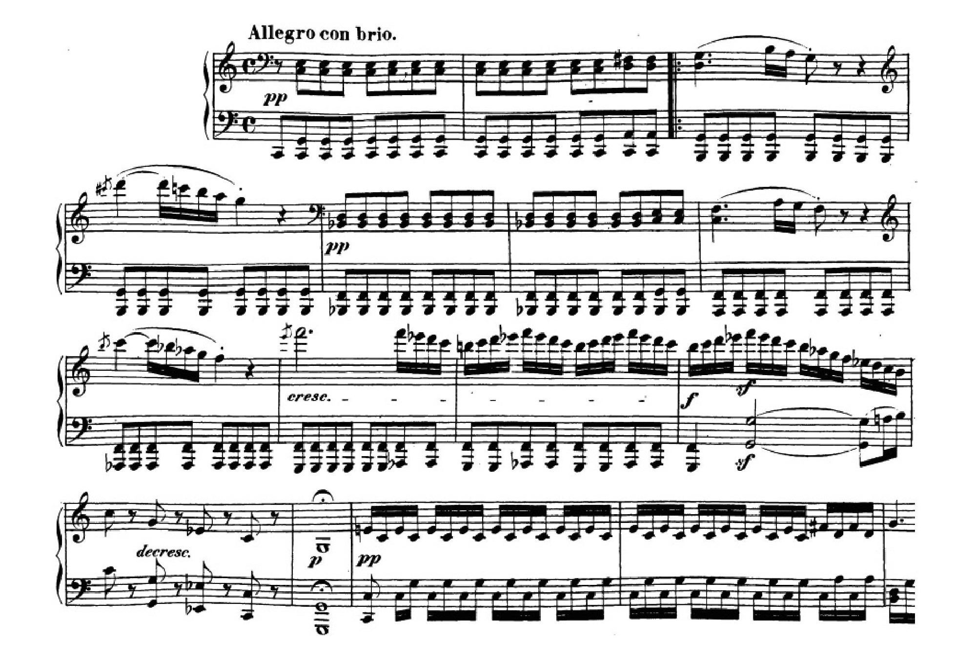 Fig. 7: Beethoven: Sonata Waldstein, Op. 53, c. 1-16.