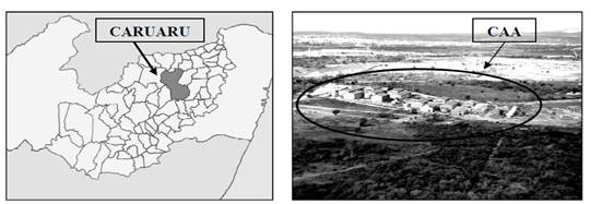 Location of Caruaru in Pernambuco and the site of CAA within Caruaru