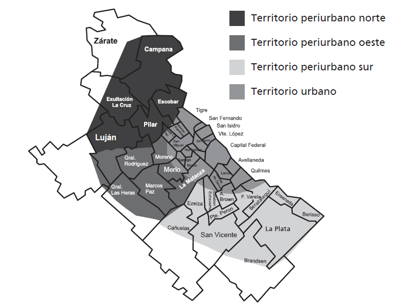 Región Metropolitana de
Buenos Aires (RMBA) con territorios periurbanos de la CABA