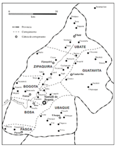 Mapa de los corregimientos de la Provincia de Santafé