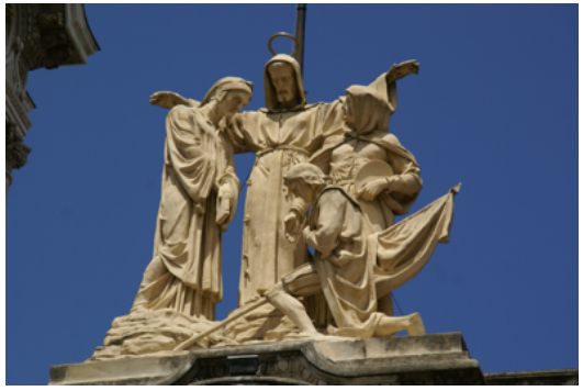 San Francisco en Buenos Aires (al centro, a su diestra Dante Alighieri, del otro lado, Giotto18 y, arrodillado, Cristóbal Colón).