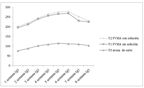 Representación gráfica de la
ganancia de peso de los tratamientos
