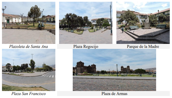 Áreas verdes evaluadas en el Centro Histórico del
Cusco