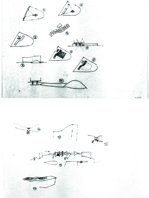 Oscar
Niemeyer, Sede del Partido Comunista Francés, diagramas en la memoria
descriptiva
