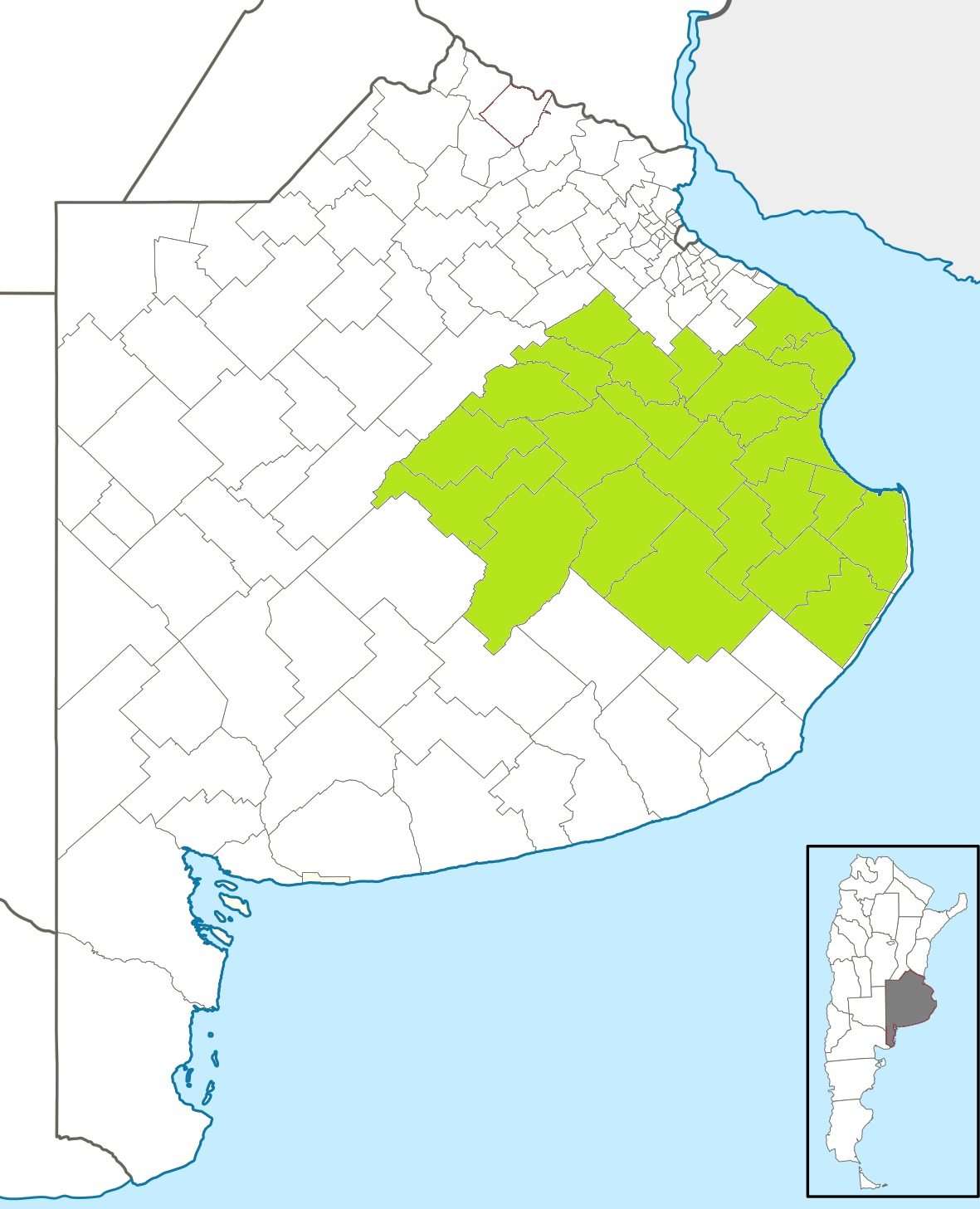 Municipios que componen la
  zona productiva denominada cuenca deprimida del río Salado.