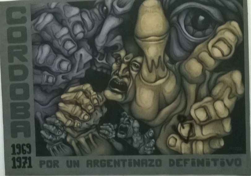 Fotografía actual del cartelón
de Ricardo Carpani “Córdoba 1969-1971 (1971). Por un argentinazo defintivo” en el que
se puede ver la inscripción sobre uno de los dedos de la mano de la “V” y la
“P”.