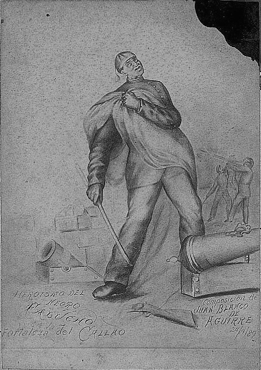 Juan Blanco de Aguirre, Heroísmo del negro Falucho, 1889, lápiz sobre papel, 13 x 16cm, Complejo Museográfico Provincial ‘Enrique Udaondo’, Luján