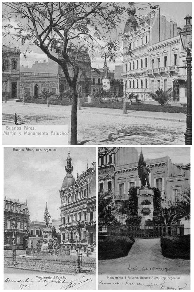 Postales Buenos Aires, Plaza San Martin y Monumento a Falucho, c. 1905