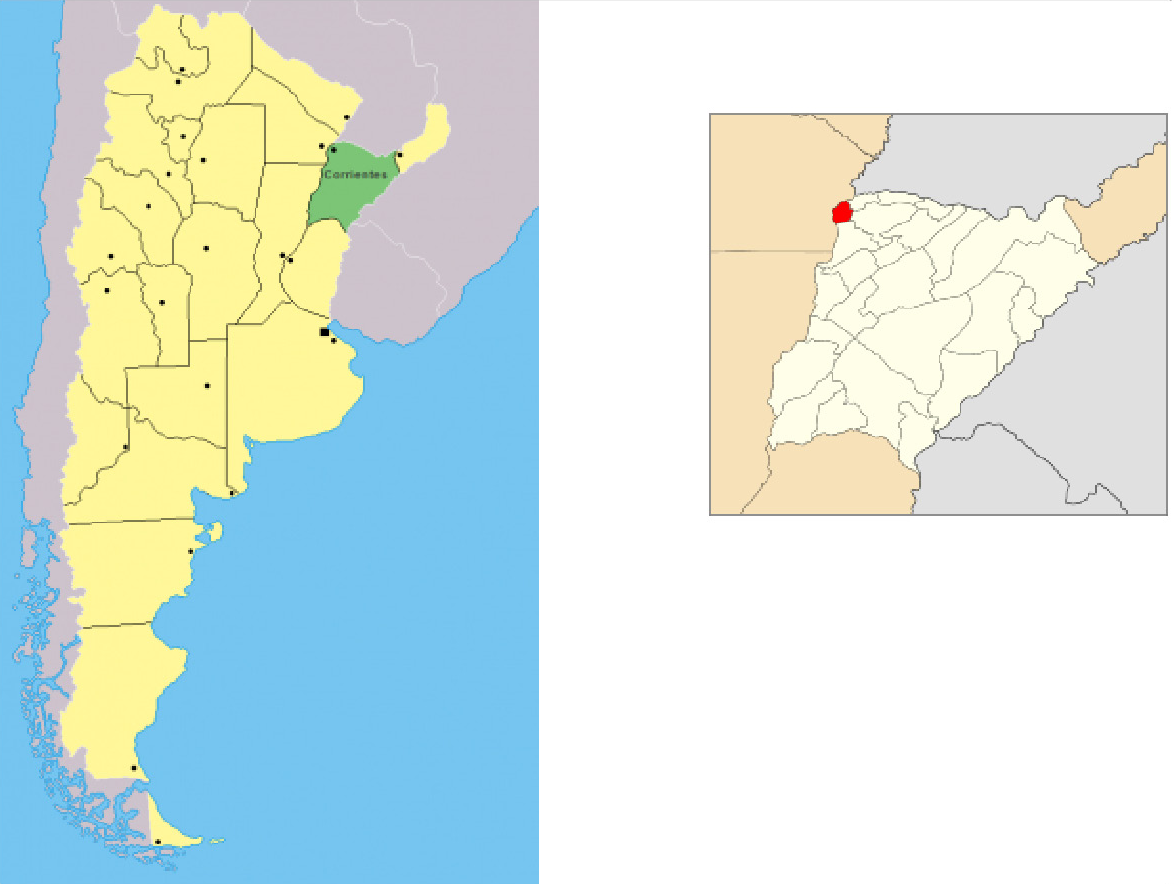 Localización provincia de Corrientes y ciudad Corrientes capital