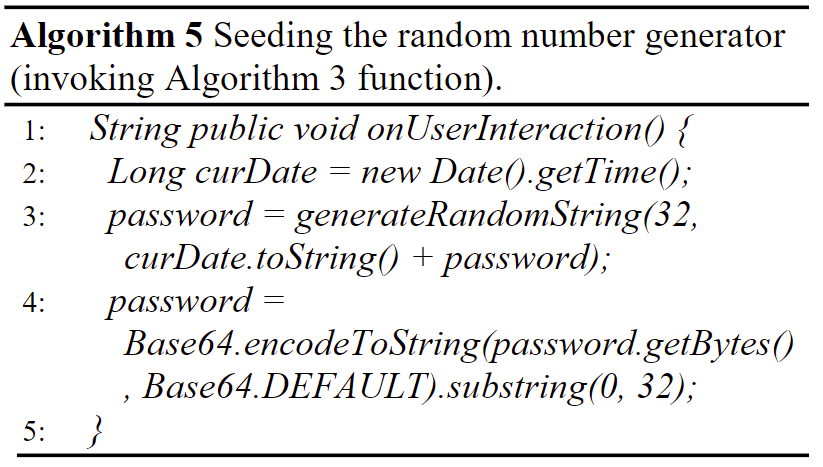 Seeding the random number generator (invoking Algorithm 3 function)