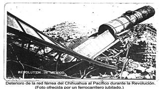 Fotografía de la destrucción de líneas ferroviarias.
