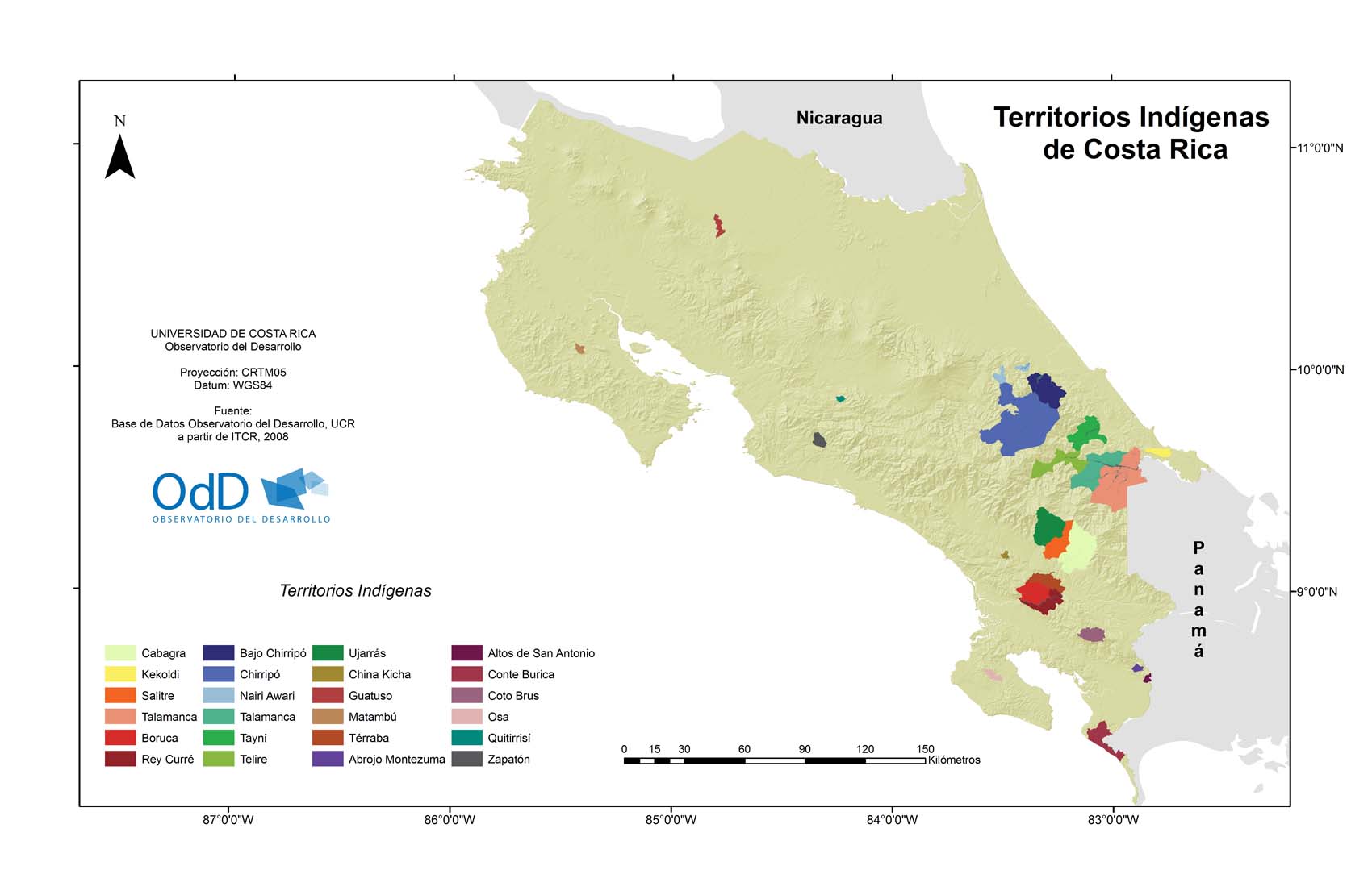 Ilustración 1. Territorios indígenas de Costa Rica.