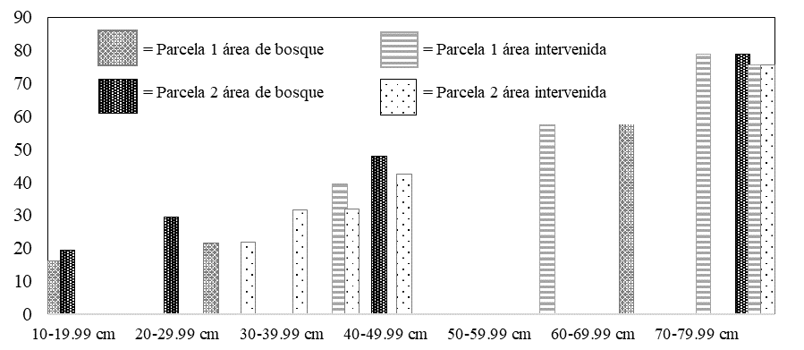 Distribución de la frecuencia
diamétrica en la Reserva Santa Rosa, Estelí.