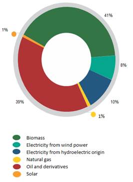 Contribution of the various energy sources in the
National Energy Matrix (2018)