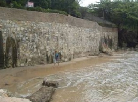 Linha de preamar próxima a fixo localizado na orla