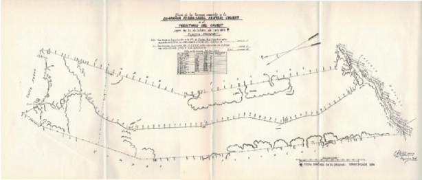 Plano de los Terrenos entre
Puerto Madryn y Trelew concedidos como parte de pago por la construcción del
Ferrocarril Central de Chubut (Central Railway of Chubut Co. (Ltd)