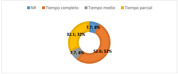 Gráfico de área de los docentes
estudiados según su dedicación laboral, Veraguas.