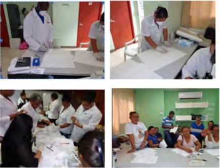 Laboratoristas entrenándose en la preparación, manejo y  toma de muestra en papel filtro procedentes de todos los SILAIS del país
