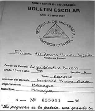 Boletín escolar correspondiente al año académico 1991