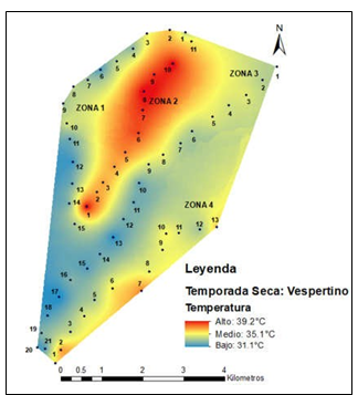Mapa de
Isotermas modelo EBK – Temporada Seca: Vespertino. 



 
