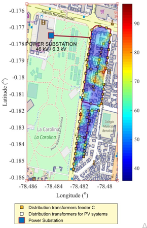 Transformer
loading of a Georeferenced distribution network due
to EV penetration.