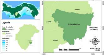 Ubicación geográfica de El Calabacito, Panamá. Escala 1:50,000 [15]