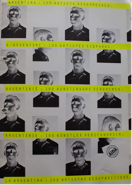 Carpeta de gacetilla de prensa de la campaña por 100
artistas argentinos desaparecidos, diseño Albert Van Der Weide,
AIDA Holanda, Ámsterdam, 1981.