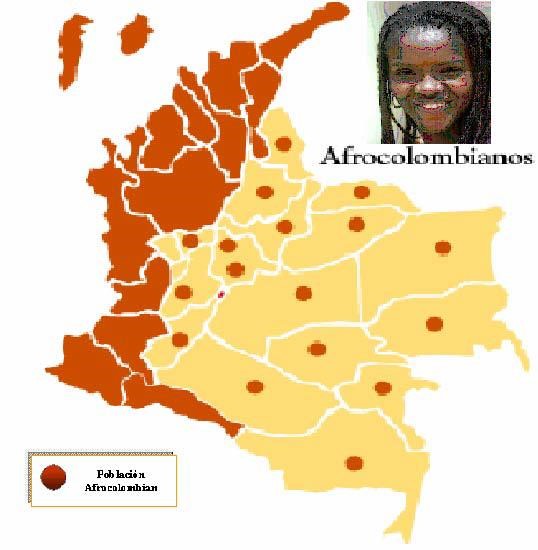 Mapa de las
poblaciones afrocolombianas