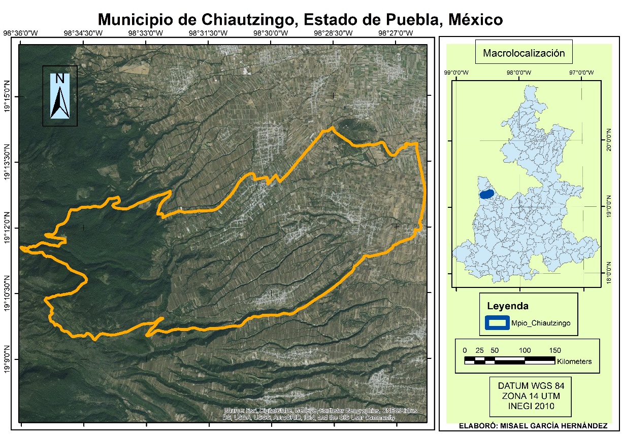 Macrolocalización del municipio de Chiautzingo,
estado de Puebla.