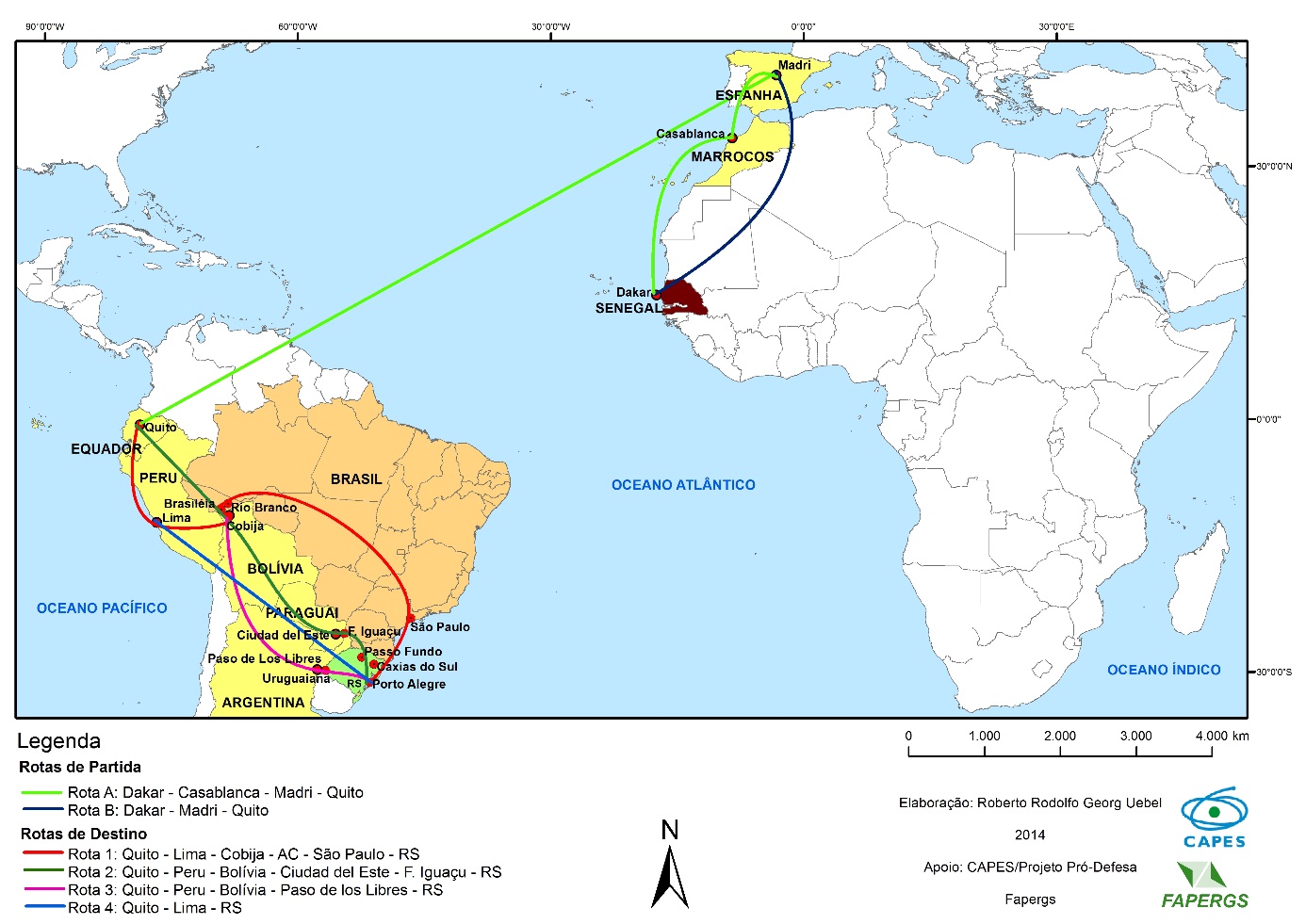 Mapa – Rotas dos imigrantes senegaleses com direção ao
Brasil