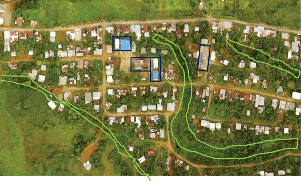 Aerofotografía 2. Zonas de protección y equipamientos existentes, asentamiento
Nueva Esperanza
