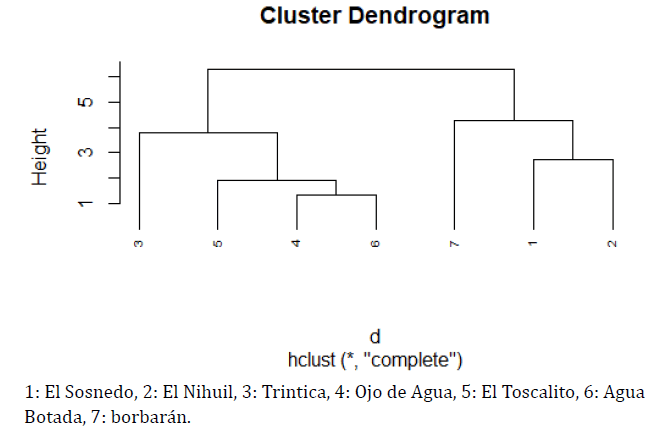 Dendrograma por unidades de producción
elaborado con el método de Ward (1963), para análisis de clusters
y distancias euclidianas