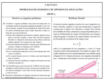 Print de parte de uma ficha de problemas.