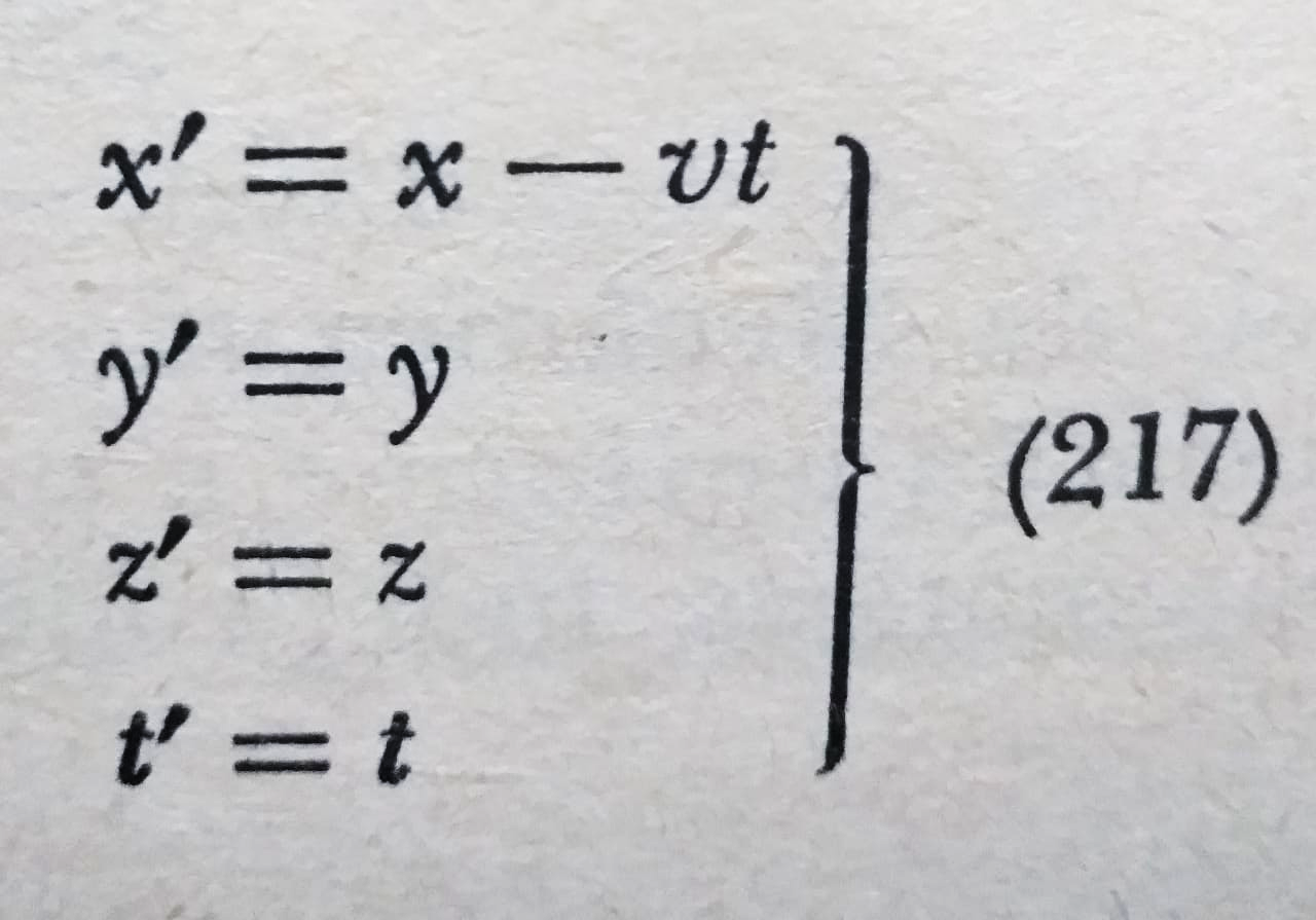  Equação referente ao sistema de
transformações de Galileu