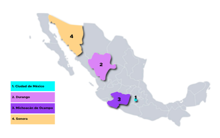 Mapa 1. Presupuestos
participativos implementados en México hasta 2017 