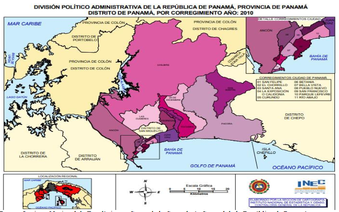 DIVISIÓN POLÍTICO ADMINISTRATIVA DE LA REPÚBLICA DE PANAMÁ, PROVINCIA DE PANAMÁ,DISTRITO DE PANAMÁ, POR CORREGIMIENTO AÑO: 2010