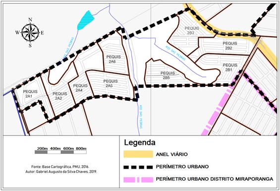 Uberlândia-MG
– Residencial Pequis e sua divisão
por glebas (2019).