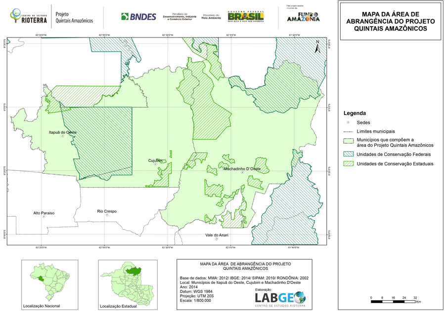 Mapa de abrangência do projeto Quintais Amazônicos