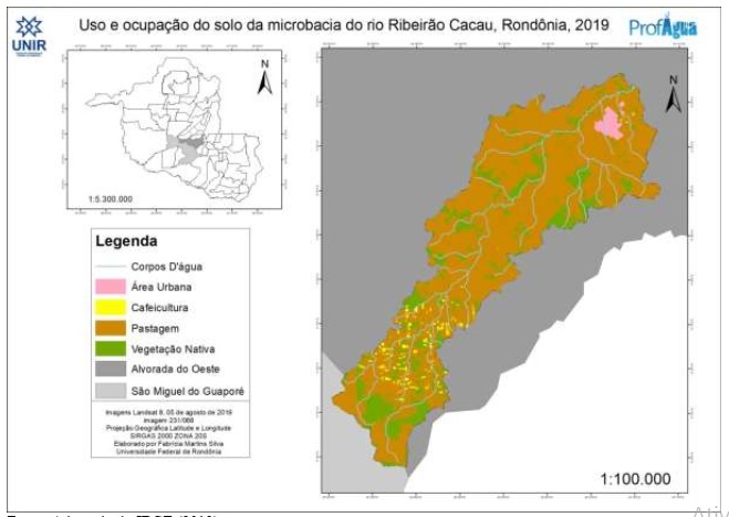 Uso e ocupação Bacia Hidrográfica
Ribeirão Cacau