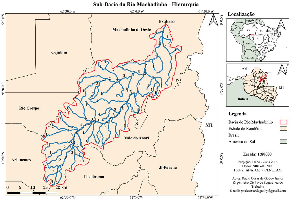 Hierarquia fluvial da Sub-Bacia do Rio Machadinho – RO