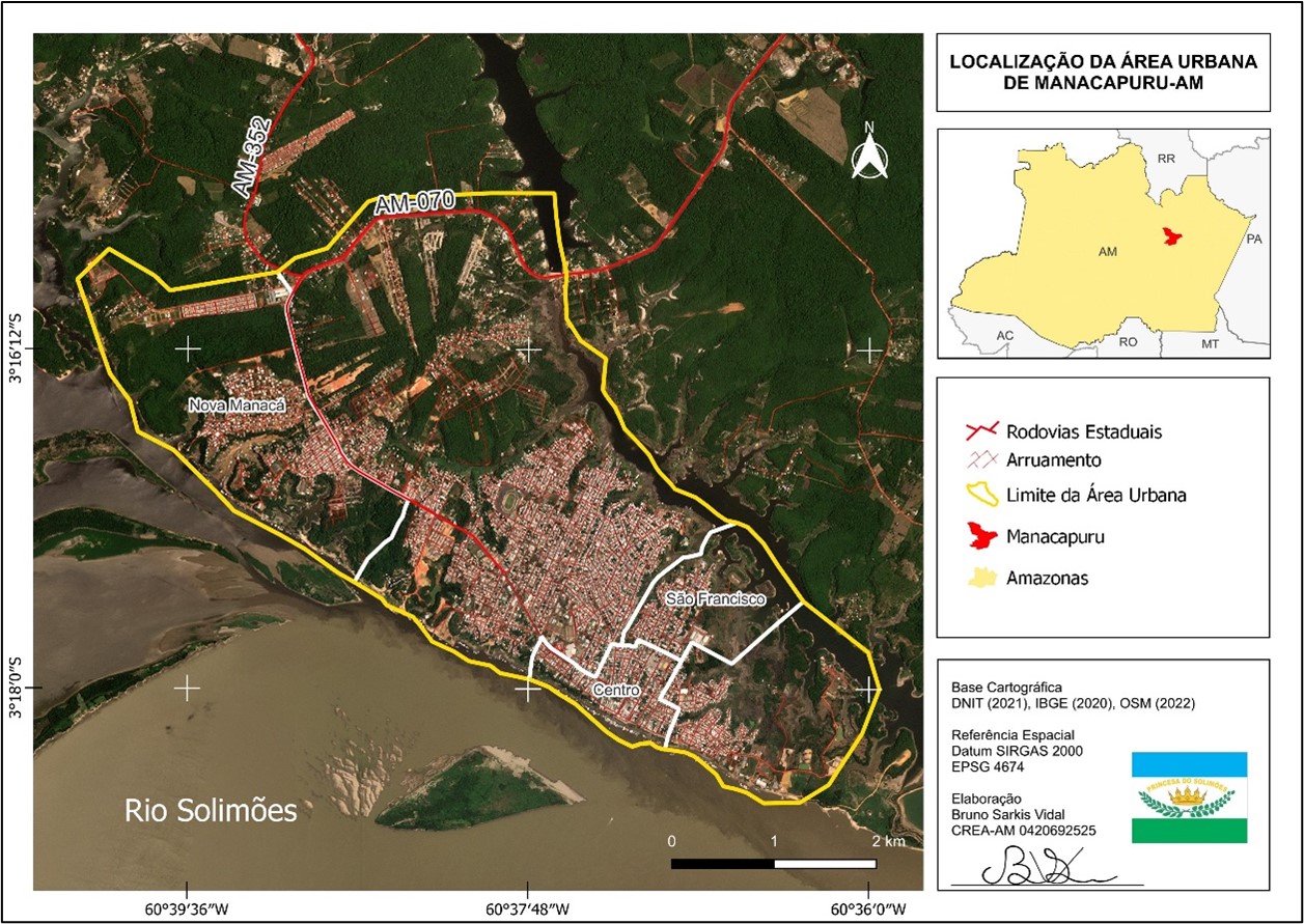 Localização do recorte de pesquisa, zona urbana de Manacapuru/AM