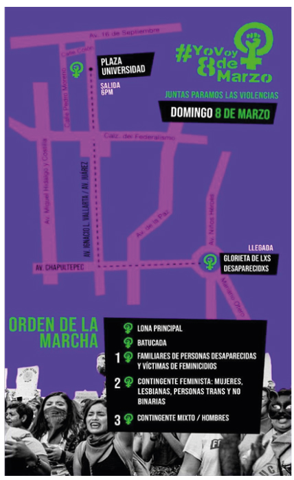 Cartel informativo sobre la ruta de la marcha